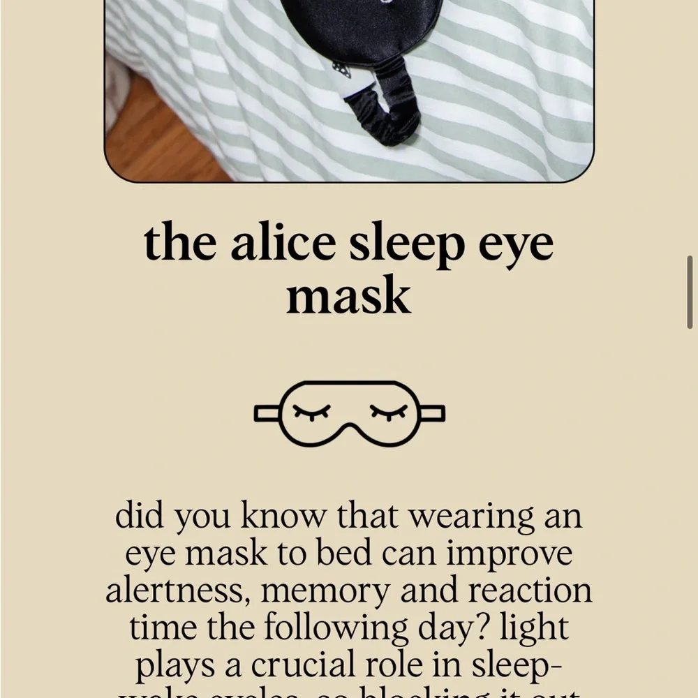 Eat More Alice Mushrooms Sleep Mask Black Satin Embroidered